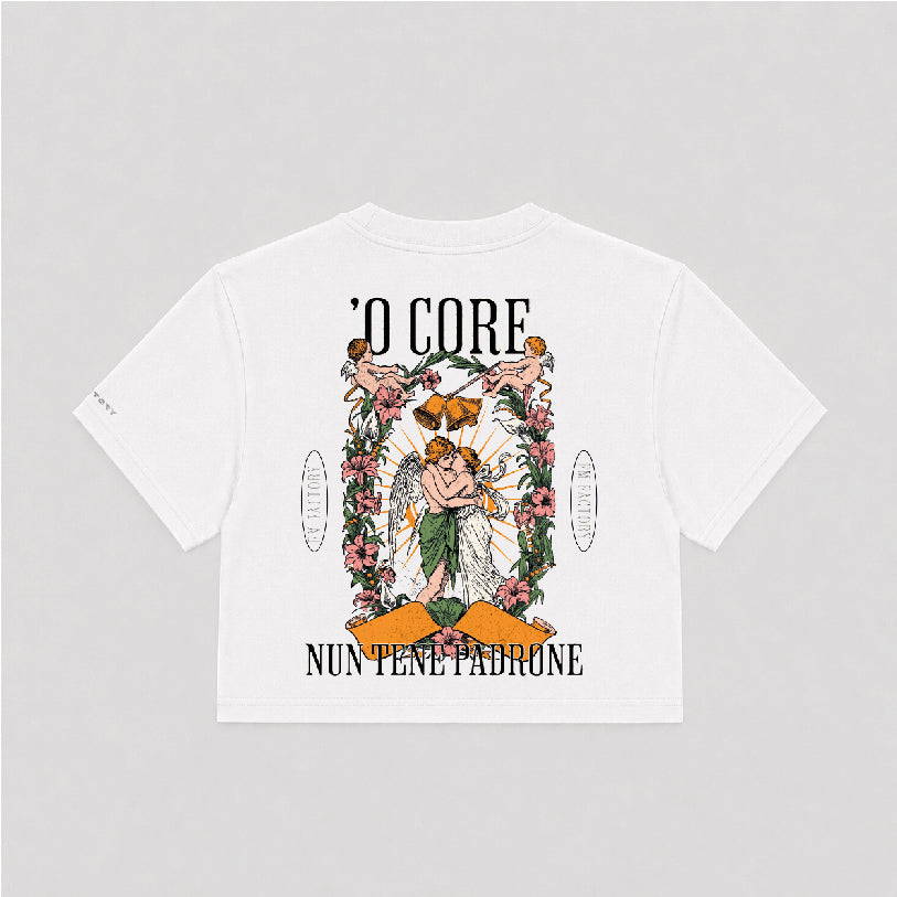 T-shirt Crop Donna "'O core nun tene padrone"