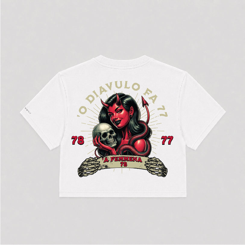 T-shirt Crop Donna " ' O diavulo"