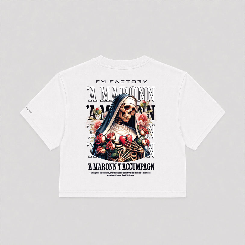 T-shirt Crop Donna "'A maronn' T'accumpagn"