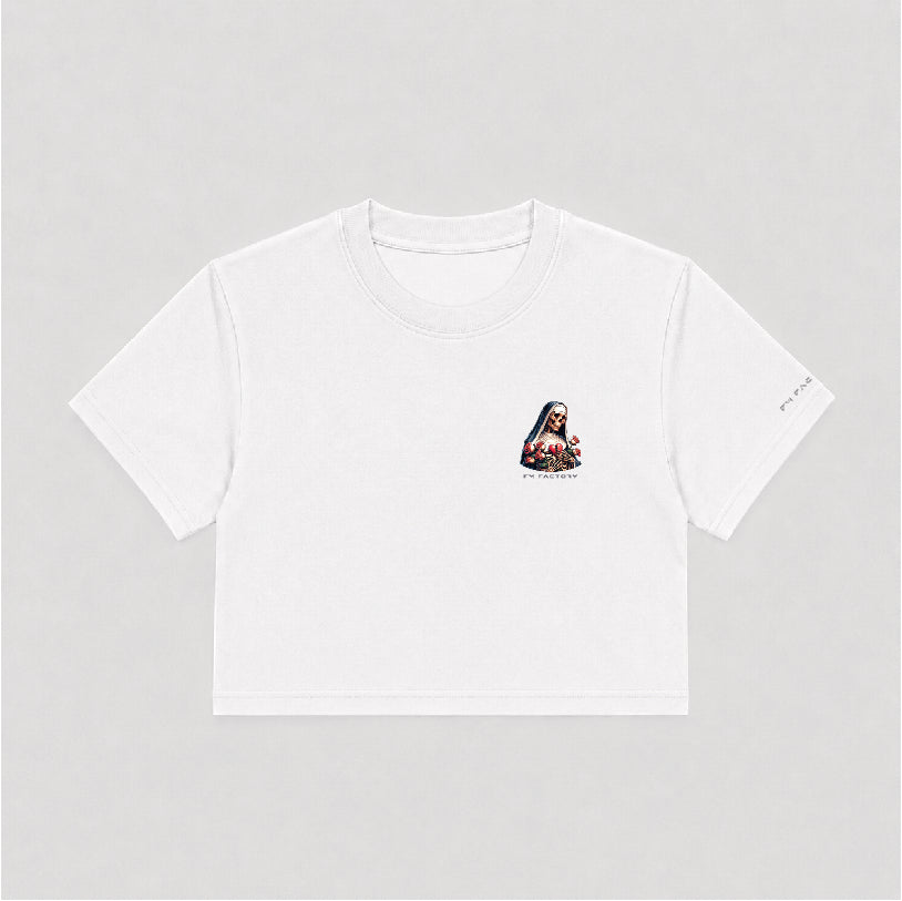 T-shirt Crop Donna "'A maronn' T'accumpagn"