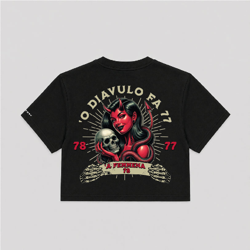T-shirt Crop Donna " ' O diavulo"