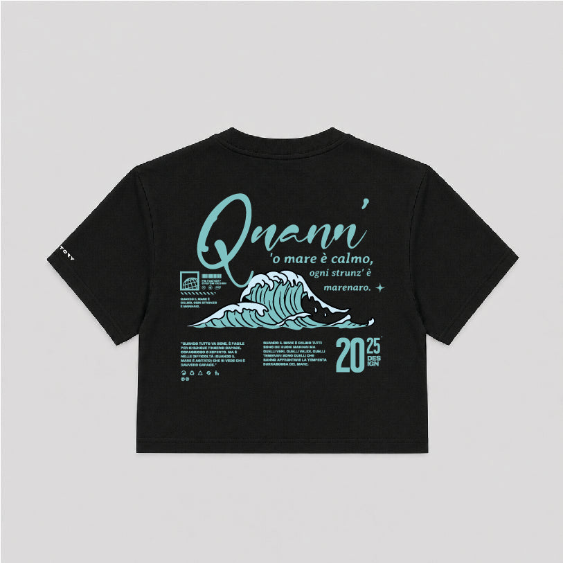 T-shirt Crop Donna "Quann ' o mar è calmo"