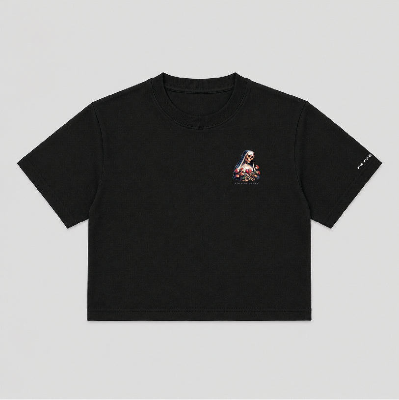 T-shirt Crop Donna "'A maronn' T'accumpagn"