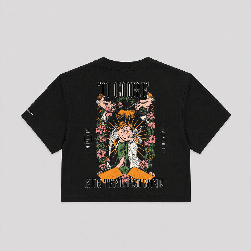 T-shirt Crop Donna "'O core nun tene padrone"