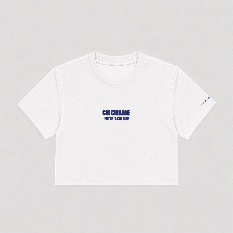 T-shirt Crop Donna "Chi chiagne fotte a chi rire"