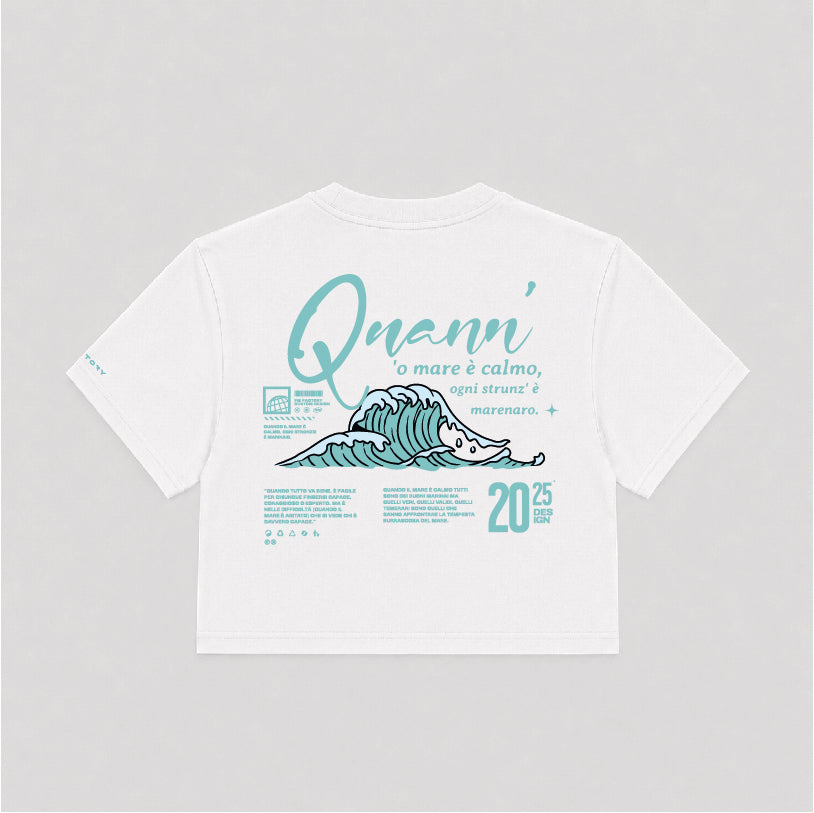 T-shirt Crop Donna "Quann ' o mar è calmo"