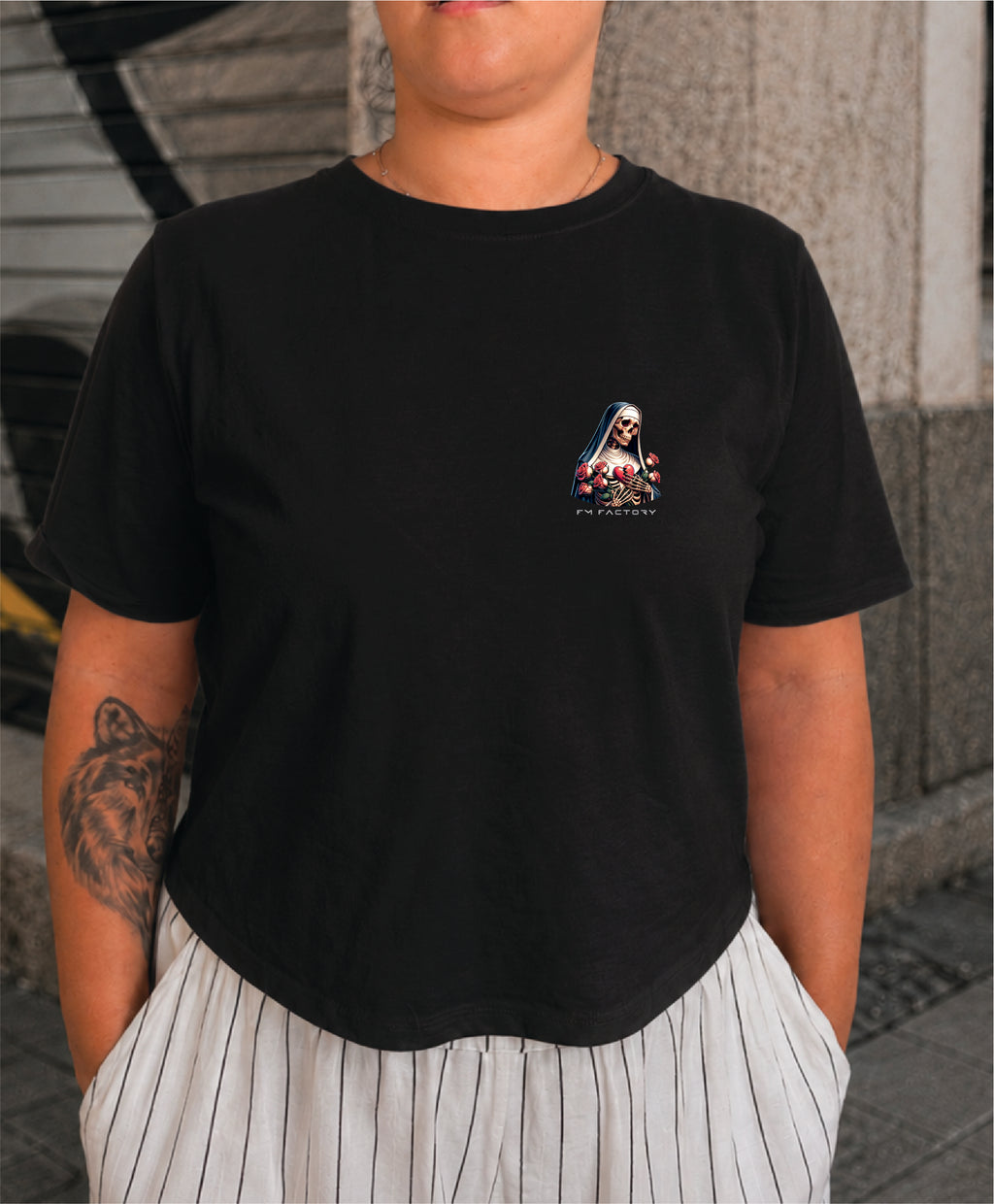 T-shirt Crop Donna "'A maronn' T'accumpagn"