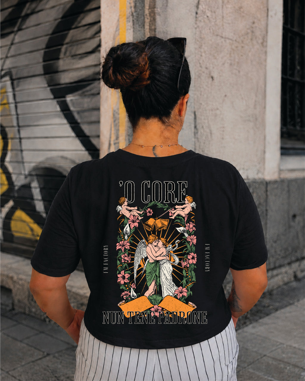 T-shirt Crop Donna "'O core nun tene padrone"