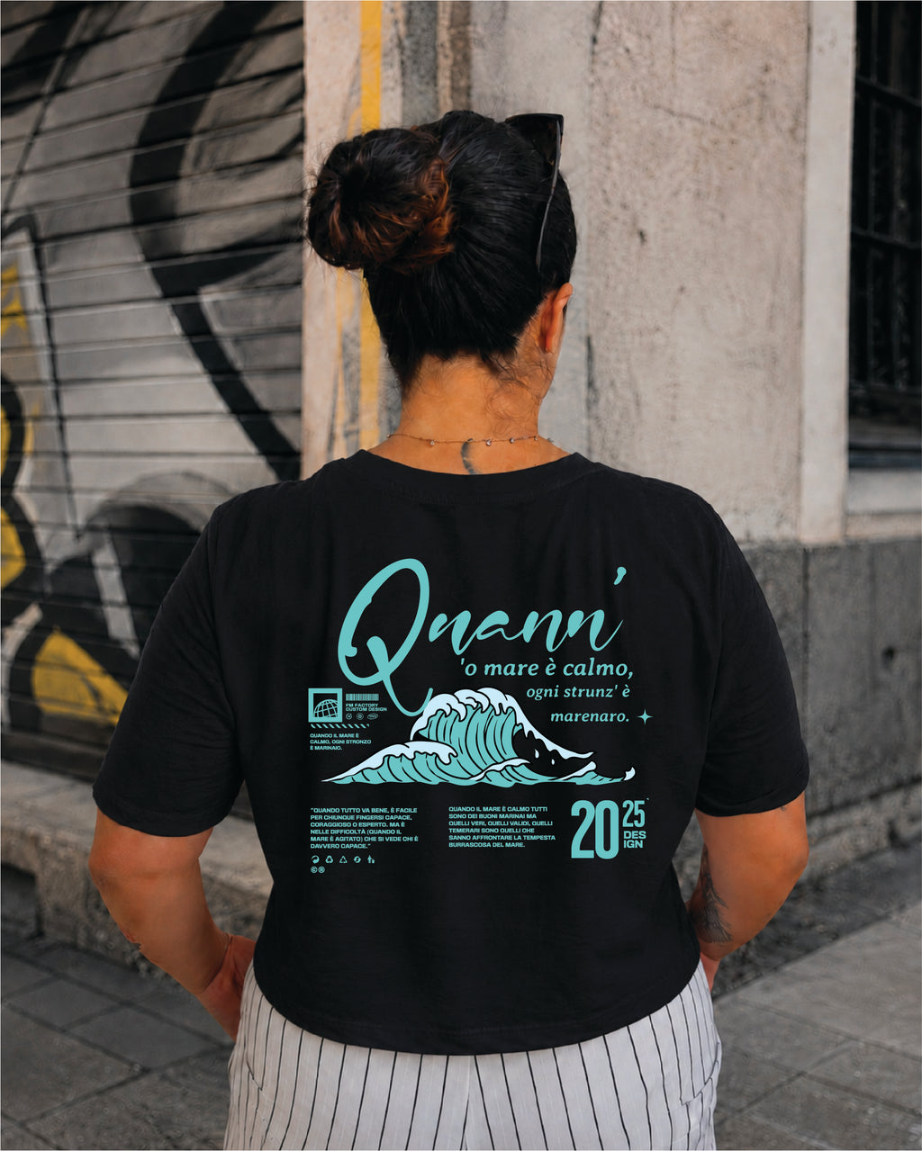 T-shirt Crop Donna "Quann ' o mar è calmo"