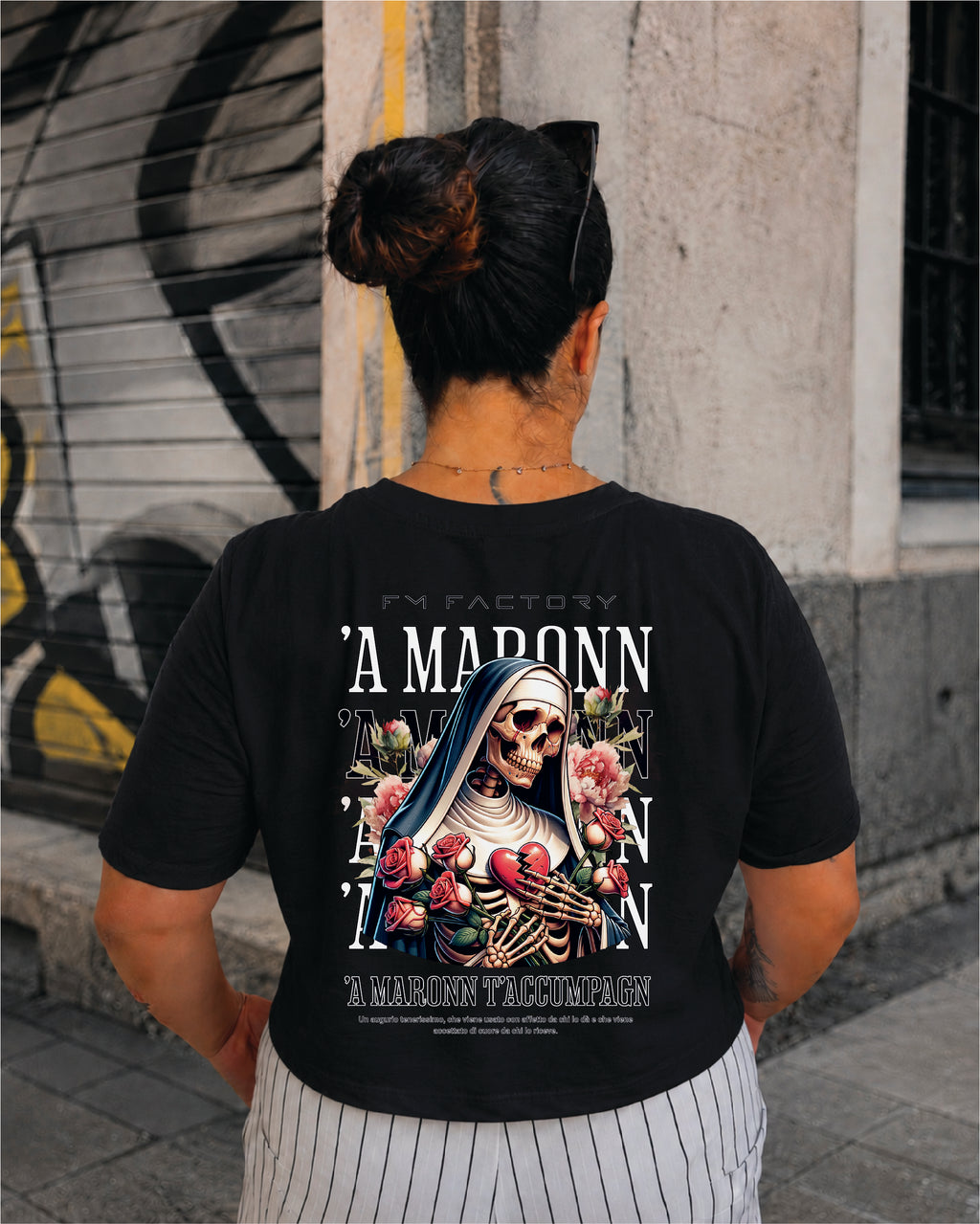 T-shirt Crop Donna "'A maronn' T'accumpagn"