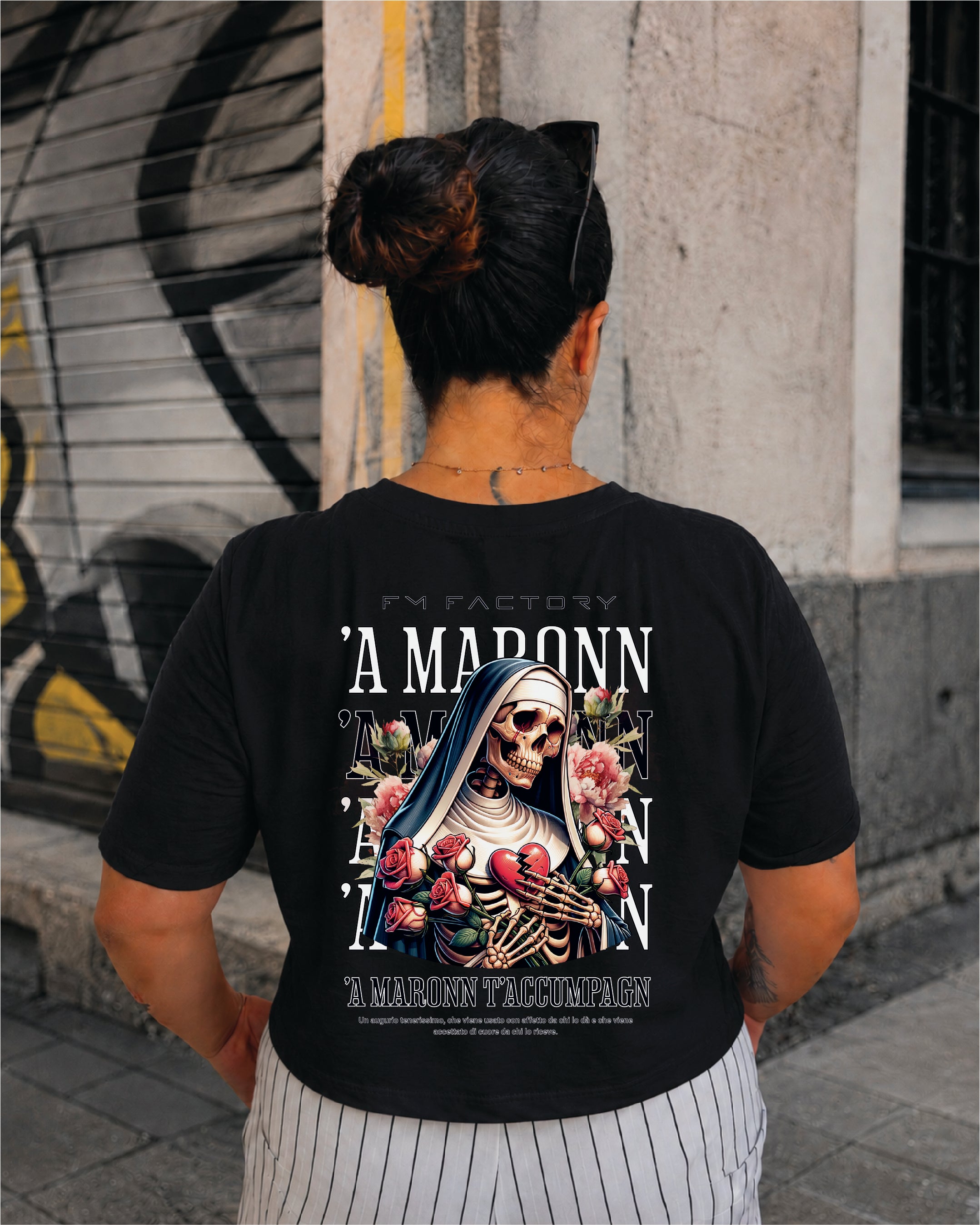 T-shirt Crop Donna "'A maronn' T'accumpagn"