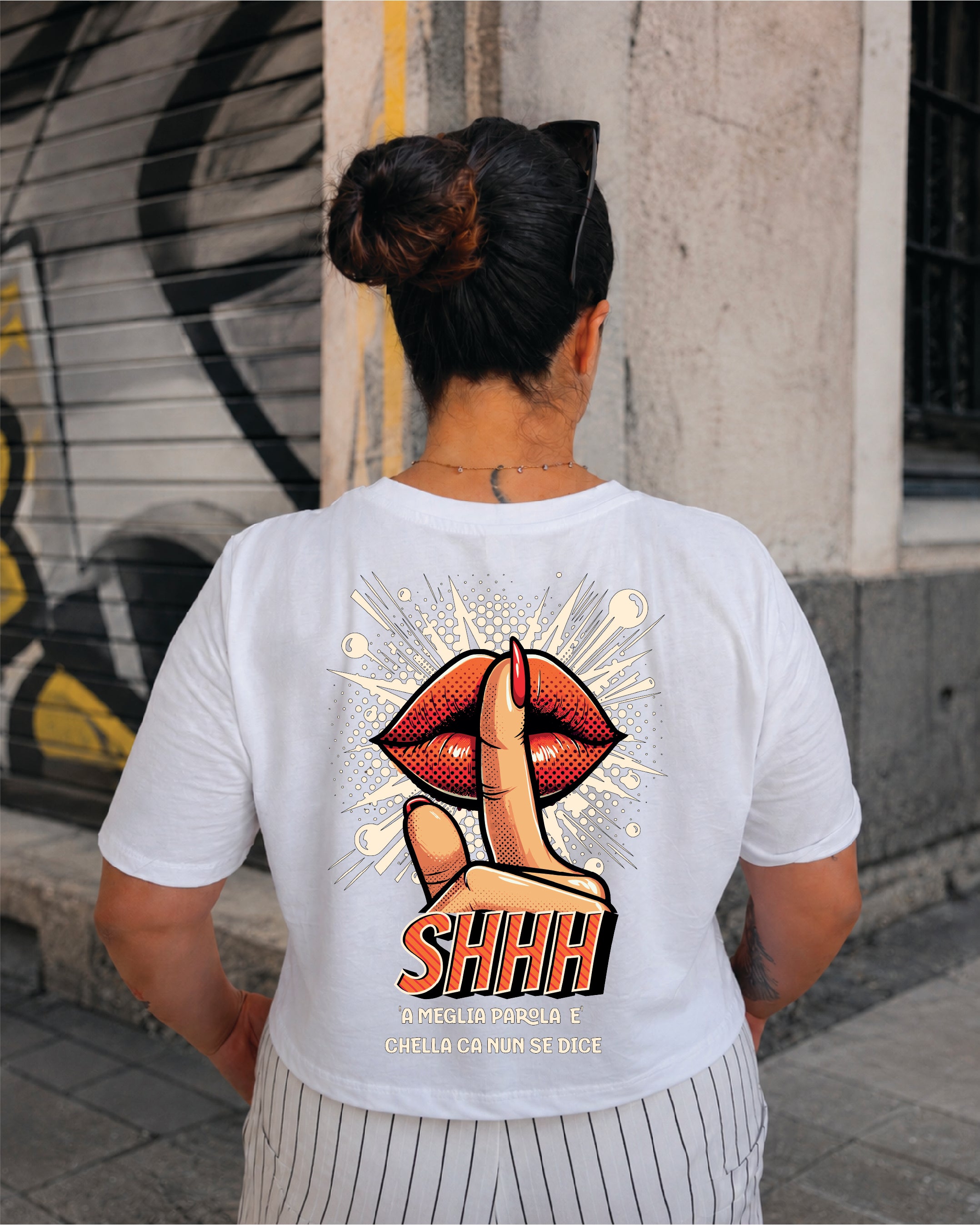 T-shirt Crop Donna "'A meglia parola"