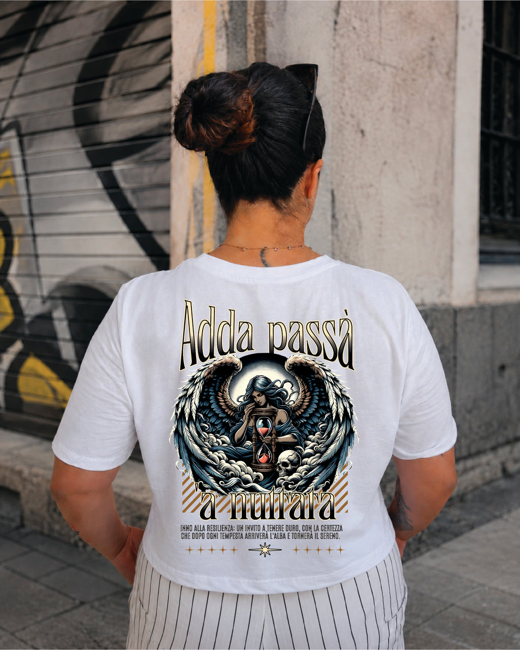 T-shirt Crop Donna "Adda passà 'a nuttata"